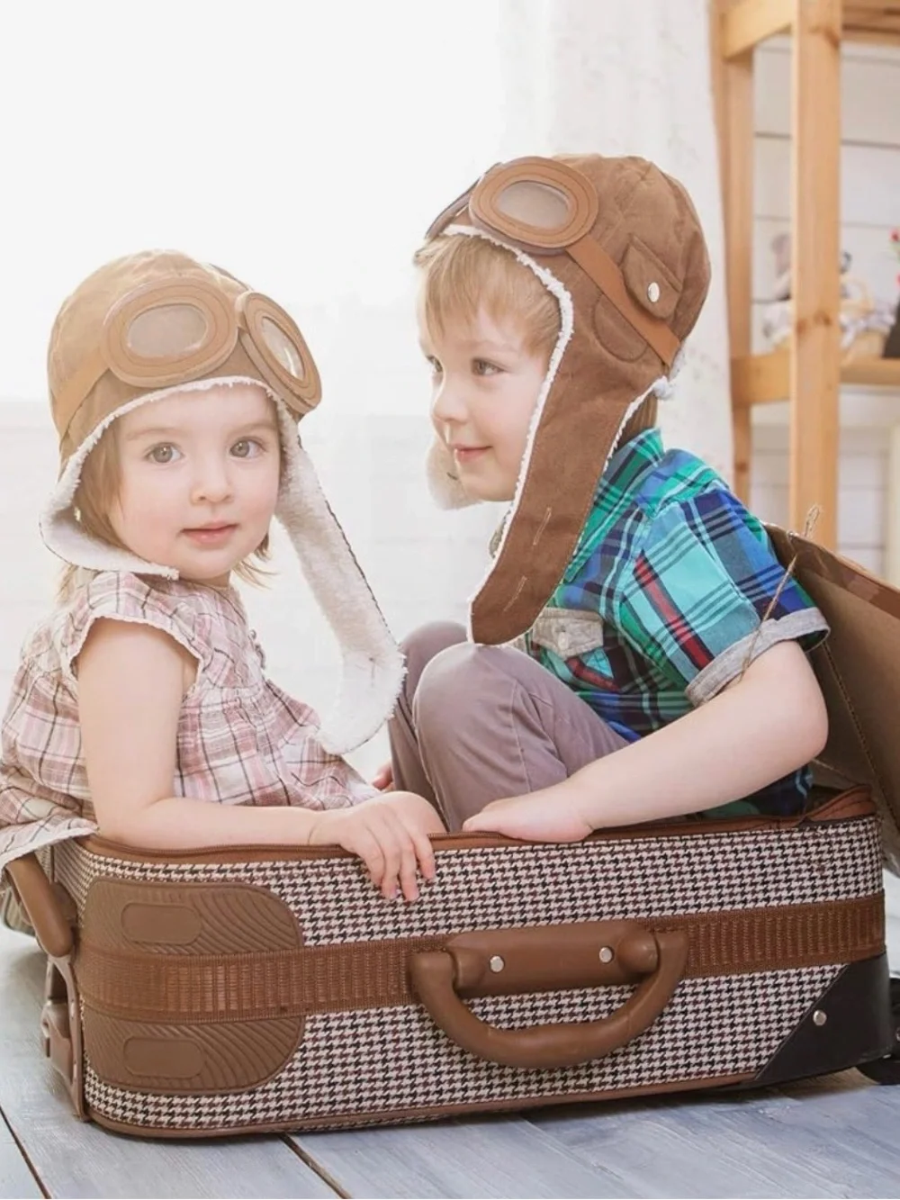Baby Pilot-Style Winter Hat with Earflaps Brown
